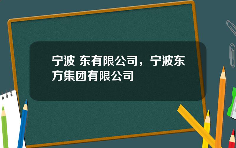 宁波 东有限公司，宁波东方集团有限公司